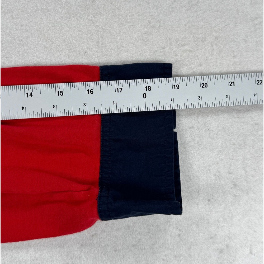Lauren Ralph Lauren Red Navy Blue Contrast Polo Shirt XL Gold Crest Buttons - Picture 6 of 7